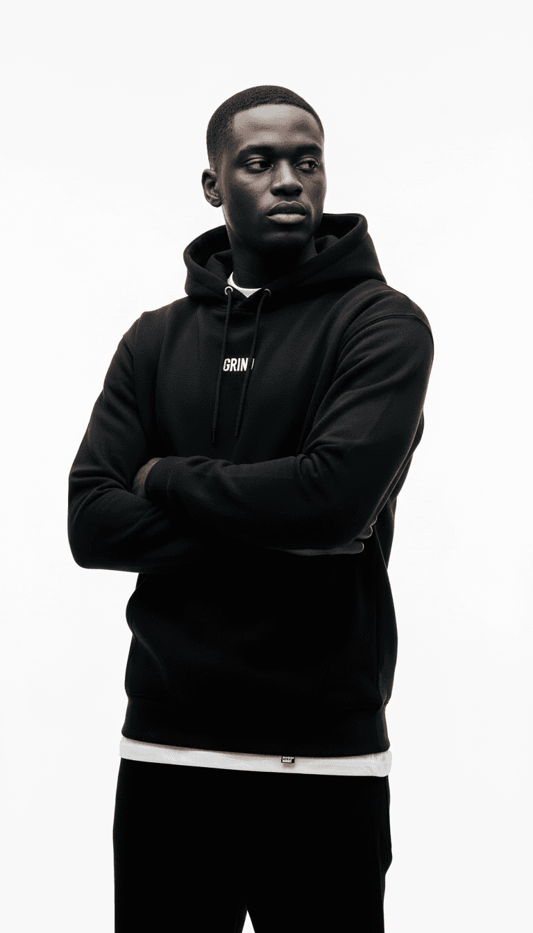GRIND Classic Black Hoodie view 2