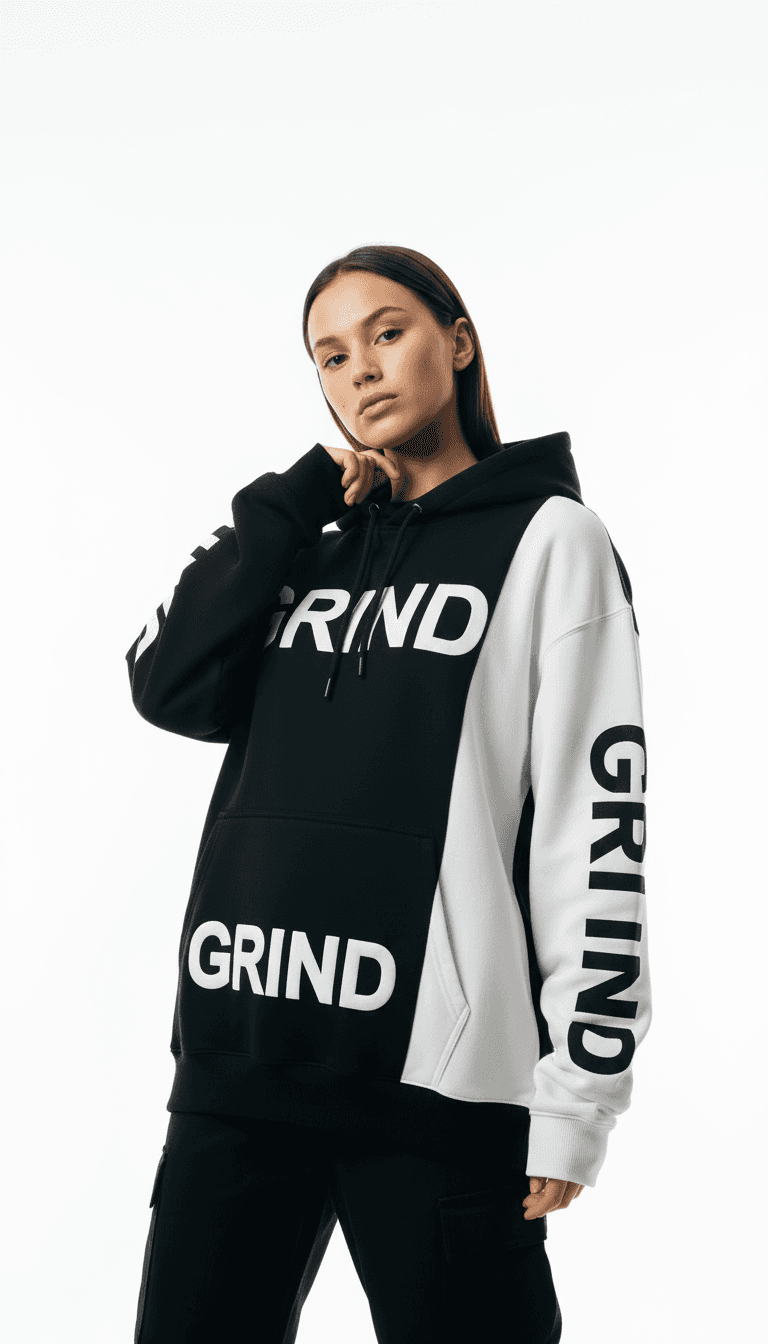 GRIND Monochrome Split Hoodie view 2