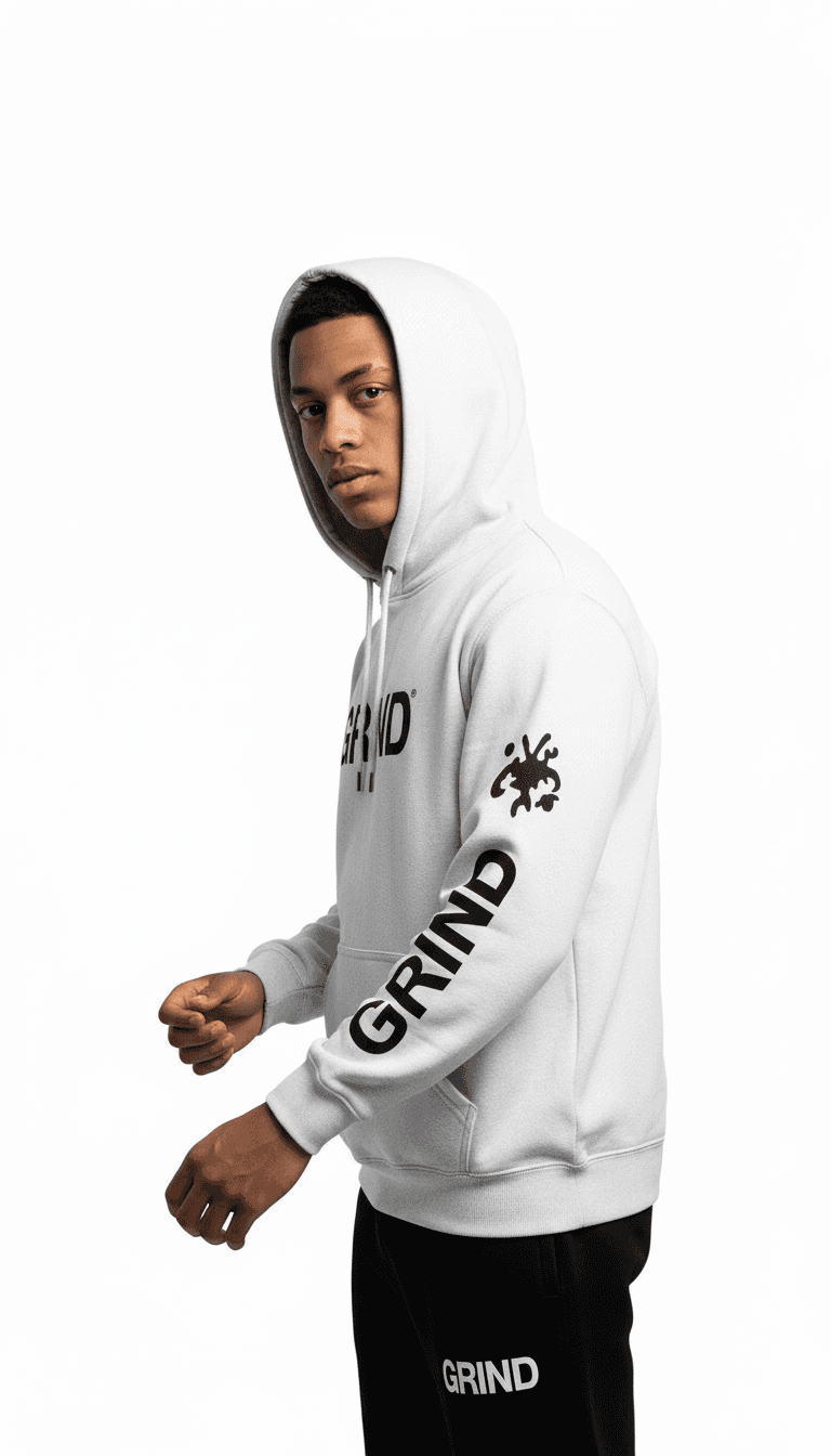 GRIND Arctic White Hoodie view 3